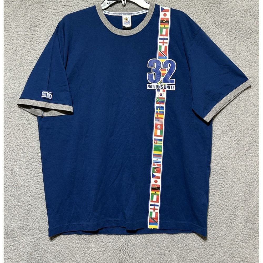 FIFA World Cup South Africa 2010 Shirt Mens XL Blue Ringer 32 Nations Soccer